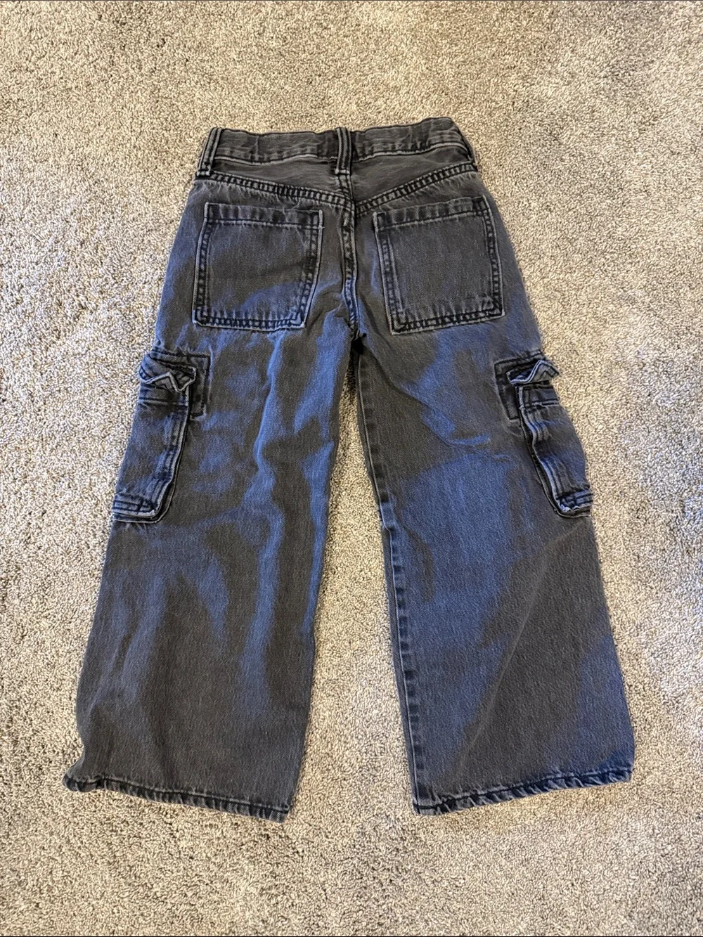 Old Navy Girls Black Cargo Jeans - Wide Leg Utility Style